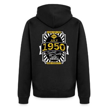 1950 JULY - Unisex Premium Organic Zip Hoodie - black - Back - Nico (187cm)