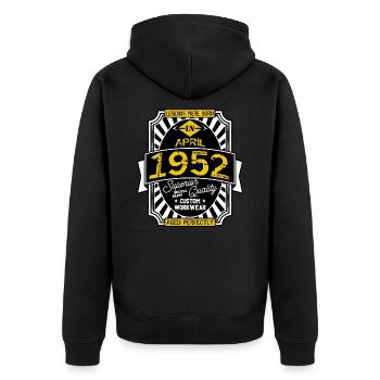 APRIL 1952 - Unisex Premium Bio Zip Hoodie - Schwarz - Hinten - Nico (187cm)