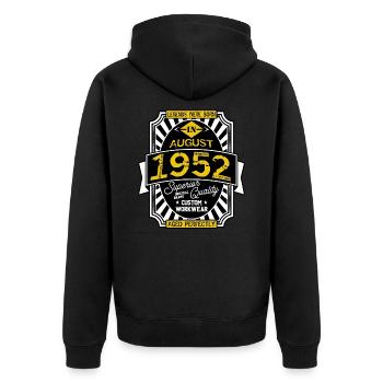 AUGUST 1952 - Unisex Premium Bio Zip Hoodie - Schwarz - Hinten - Nico (187cm)