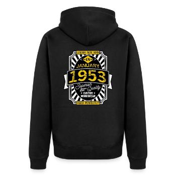 1953 JANUARY - Veste à capuche bio Premium Unisexe - noir - Dos - Nico (187cm)