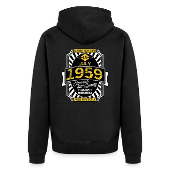 1959 JULY - Unisex Premium Organic Zip Hoodie - black - Back - Nico (187cm)