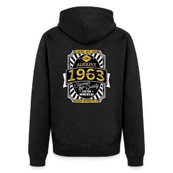 AUGUST 1963 - Unisex Premium Bio Zip Hoodie - Schwarz - Hinten - Nico (187cm)