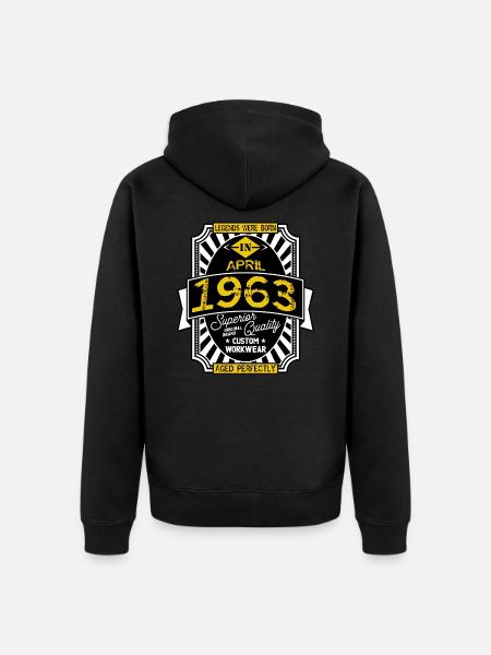 1963 APRIL - Unisex Premium Organic Zip Hoodie - black
