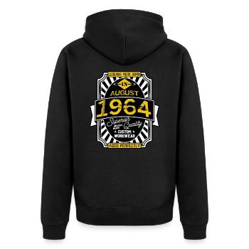 AUGUST 1964 - Unisex Premium Bio Zip Hoodie - Schwarz - Hinten - Nico (187cm)