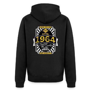 April 1964 - Unisex Premium Bio Zip Hoodie - Schwarz - Hinten - Nico (187cm)