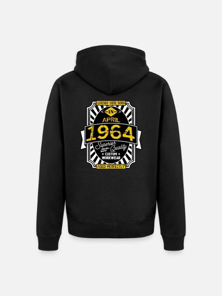 1964 APRIL - Unisex Premium Organic Zip Hoodie - black