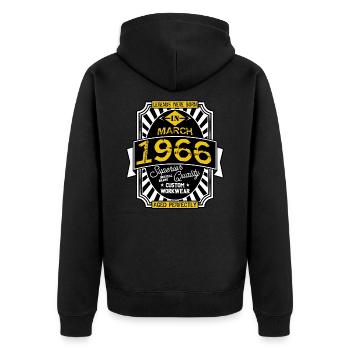 1966 MARCH - Unisex Premium Organic Zip Hoodie - black - Back - Nico (187cm)