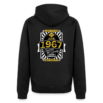 JUNI 1967 - Unisex Premium Bio Zip Hoodie - Schwarz - Hinten - Nico (187cm)