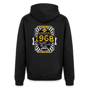 1968 FEBRUARY - Unisex Premium Organic Zip Hoodie - black - Back - Nico (187cm)