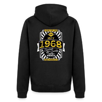 1968 MAY - Unisex Premium Organic Zip Hoodie - black - Back - Nico (187cm)