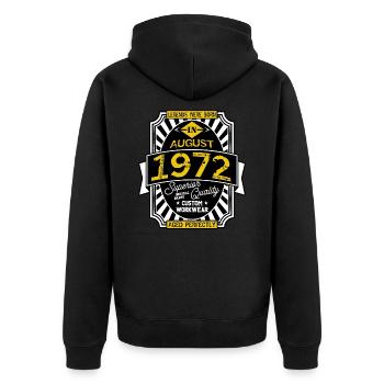 1972 AUGUST - Unisex Premium Organic Zip Hoodie - black - Back - Nico (187cm)