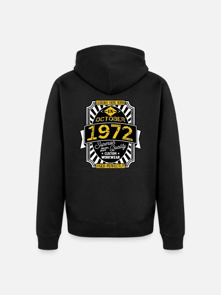 1972 OCTOBER - Unisex Premium Organic Zip Hoodie - black