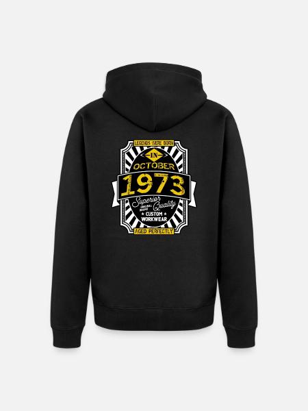 1973 OCTOBER - Unisex Premium Organic Zip Hoodie - black