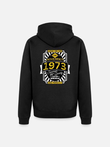 1973 NOVEMBER - Unisex Premium Organic Zip Hoodie - black