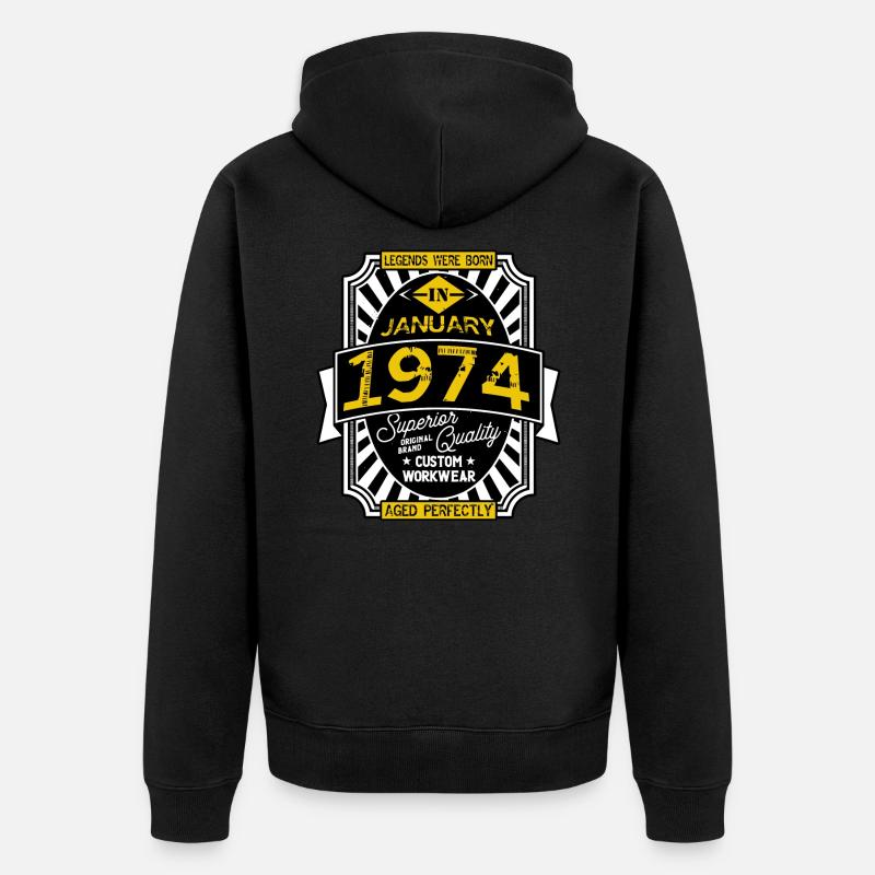JANUAR 1974 - Unisex Premium Bio Zip Hoodie - Schwarz