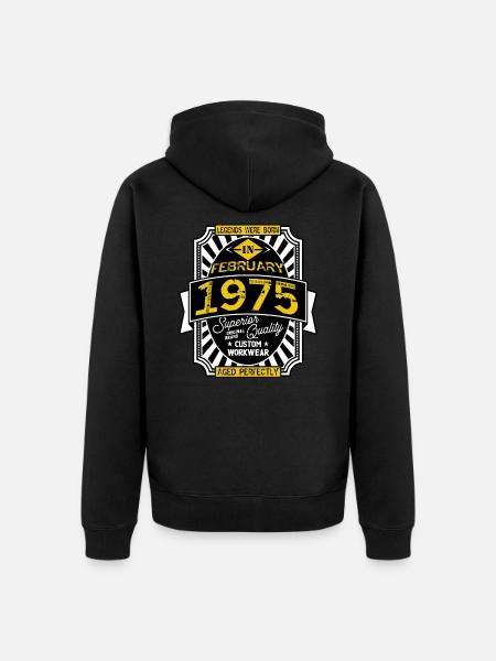 1975 FEBRUARY - Veste à capuche bio Premium Unisexe - noir
