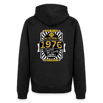 1976 DECEMBER - Veste à capuche bio Premium Unisexe - noir - Dos - Nico (187cm)