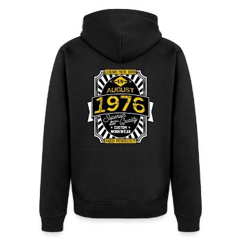 AUGUST 1976 - Unisex Premium Bio Zip Hoodie - Schwarz - Hinten - Nico (187cm)