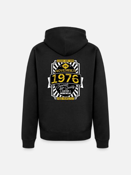 1976 NOVEMBER - Unisex Premium Organic Zip Hoodie - black