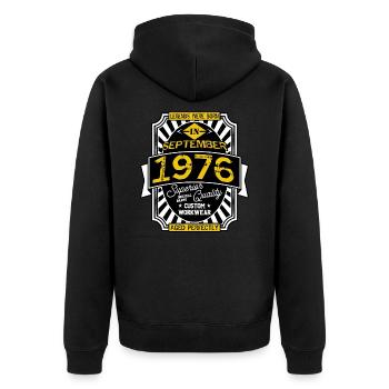 1976 SEPTEMBER - Veste à capuche bio Premium Unisexe - noir - Dos - Nico (187cm)