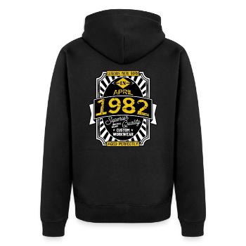 1982 APRIL - Unisex Premium Organic Zip Hoodie - black - Back - Nico (187cm)