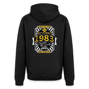 1983 SEPTEMBER - Veste à capuche bio Premium Unisexe - noir - Dos - Nico (187cm)