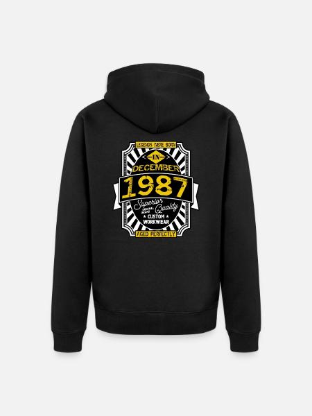 1987 DEZEMBER - Unisex Premium Bio Zip Hoodie - Schwarz