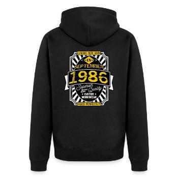1986 SEPTEMBER - Veste à capuche bio Premium Unisexe - noir - Dos - Nico (187cm)