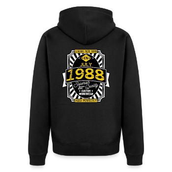 1988 JULY - Unisex Premium Organic Zip Hoodie - black - Back - Nico (187cm)