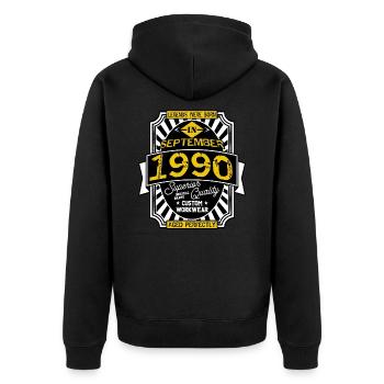 1990 SEPTEMBER - Veste à capuche bio Premium Unisexe - noir - Dos - Nico (187cm)