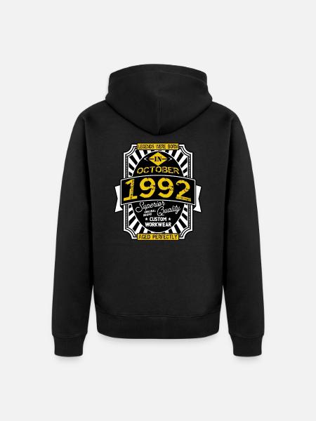 1992 OCTOBER - Unisex Premium Organic Zip Hoodie - black
