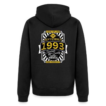 1993 SEPTEMBER - Veste à capuche bio Premium Unisexe - noir - Dos - Nico (187cm)