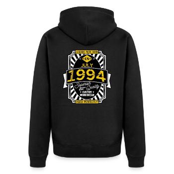 1994 JULI - Unisex Premium Bio Zip Hoodie - Schwarz - Hinten - Nico (187cm)