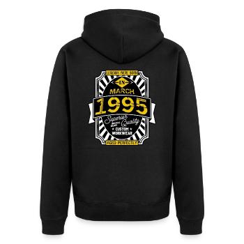 1995 MARCH - Unisex Premium Organic Zip Hoodie - black - Back - Nico (187cm)