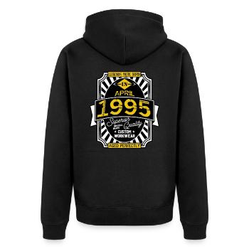 1995 APRIL - Unisex Premium Organic Zip Hoodie - black - Back - Nico (187cm)