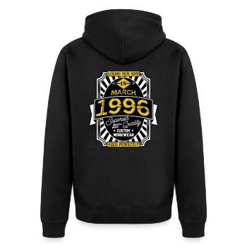 1996 MARCH - Unisex Premium Organic Zip Hoodie - black - Back - Nico (187cm)