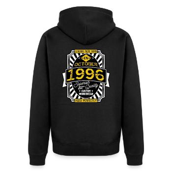 1996 OCTOBER - Unisex Premium Organic Zip Hoodie - black - Back - Nico (187cm)