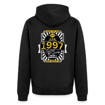 1997 JUNE - Unisex Premium Organic Zip Hoodie - black - Back - Nico (187cm)