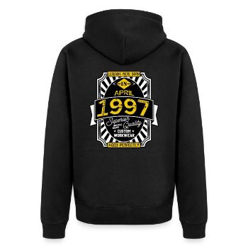 1997 APRIL - Unisex Premium Bio Zip Hoodie - Schwarz - Hinten - Nico (187cm)