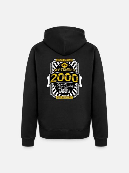 2000 SEPTEMBER - Unisex Premium Organic Zip Hoodie - black