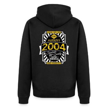 AUGUST 2004 - Unisex Premium Bio Zip Hoodie - Schwarz - Hinten - Nico (187cm)