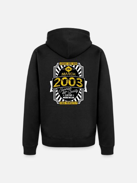 2003 MARCH - Unisex Premium Organic Zip Hoodie - black