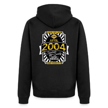 2004 APRIL - Unisex Premium Organic Zip Hoodie - black - Back - Nico (187cm)