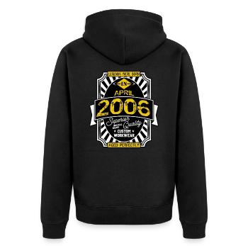 APRIL 2006 - Unisex Premium Bio Zip Hoodie - Schwarz - Hinten - Nico (187cm)