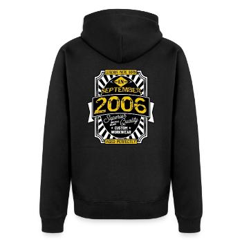SEPTEMBER 2006 - Unisex Premium Bio Zip Hoodie - Schwarz - Hinten - Nico (187cm)