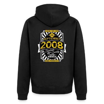 SEPTEMBER 2008 - Unisex Premium Bio Zip Hoodie - Schwarz - Hinten - Nico (187cm)