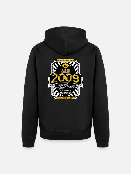 2009 JUNE - Unisex Premium Organic Zip Hoodie - black