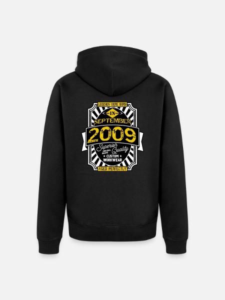 2009 SEPTEMBER - Unisex Premium Organic Zip Hoodie - black