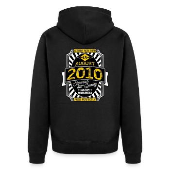 2010 AUGUST - Unisex Premium Bio Zip Hoodie - Schwarz - Hinten - Nico (187cm)