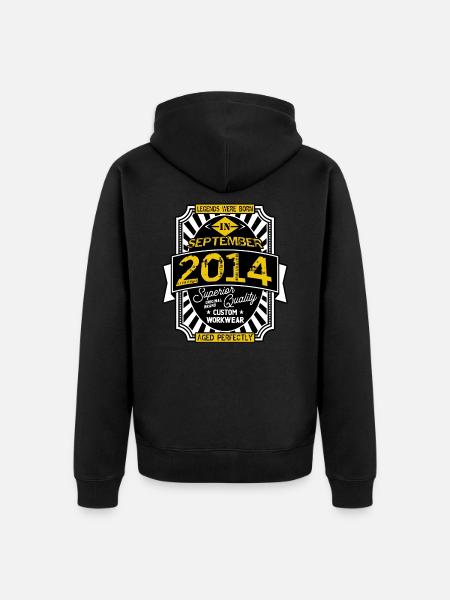 2014 SEPTEMBER - Unisex Premium Organic Zip Hoodie - black